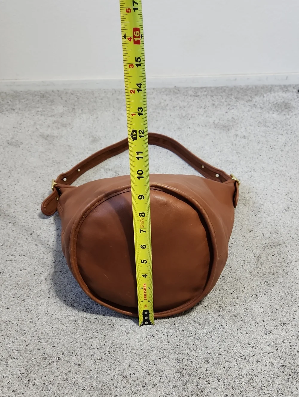 Vintage Coach British Tan Duffle Sac #9085 Hobo Bag